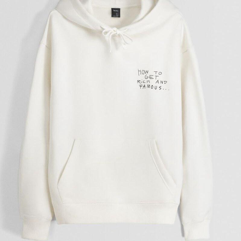 BERSHKA WHITE HOODIE